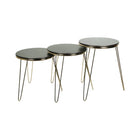 TABLE SET 3PC ROUND RING GOLDEN D/BROWN