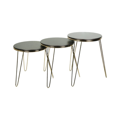 TABLE SET 3PC ROUND RING GOLDEN D/BROWN