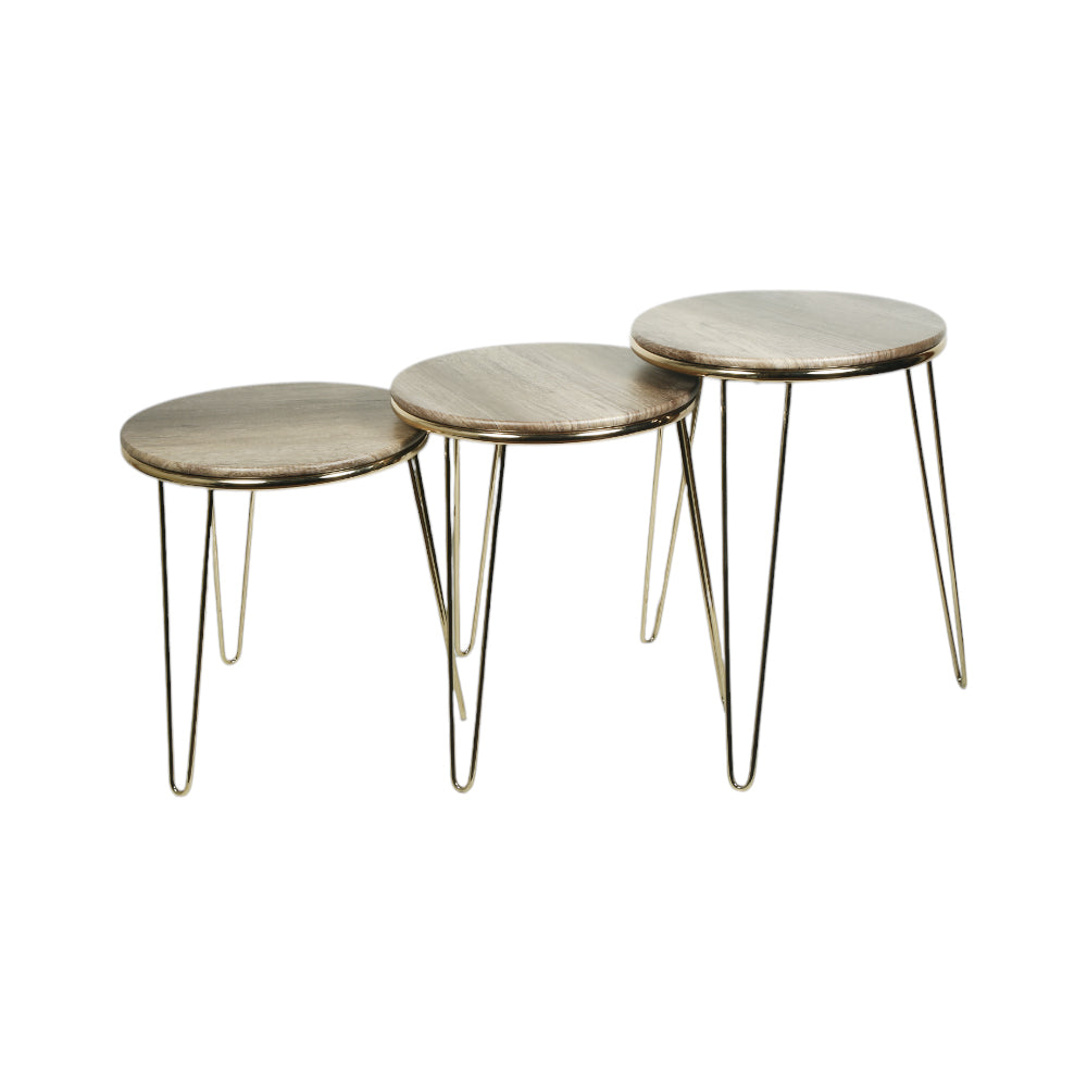 TABLE SET 3PC ROUND RING GOLDEN KHAKI