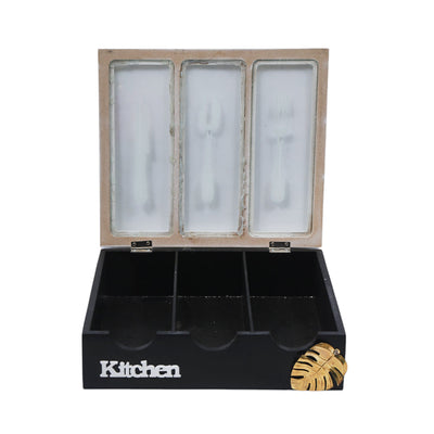CUTLERY TRAY WOODEN BLACK KD M613