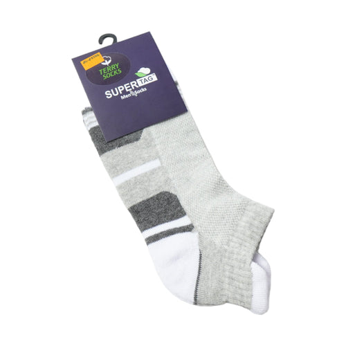 SUPER TAG SOCKS ANKLE TERRY GRY/WHT P1 HZ