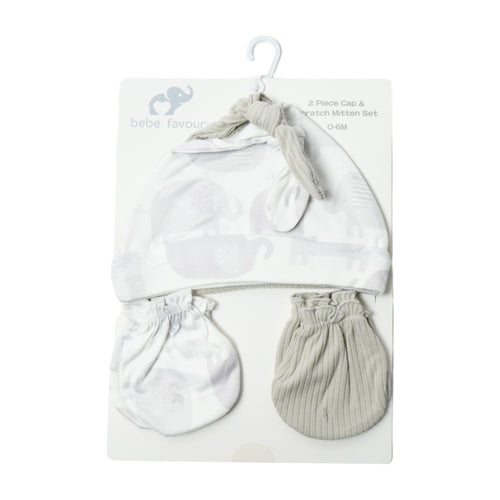 BABY COTTON CAP 2PC PACK W 2 PAIR MITTION MDW-23 CHI BP73529