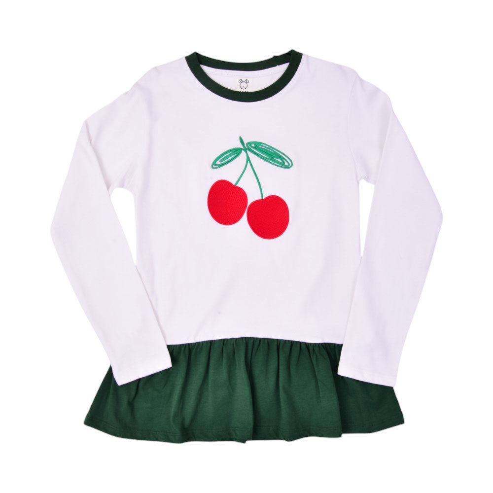 GIRLS L/S BLOUSE HOP & ROLL WHITE MZW-23 7-8 YEAR JG207