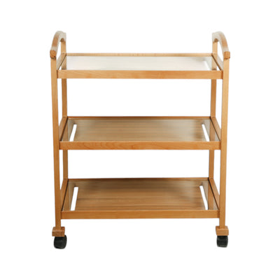 WOODEN TEA TROLLEY WITH GLASS 3 SHELF