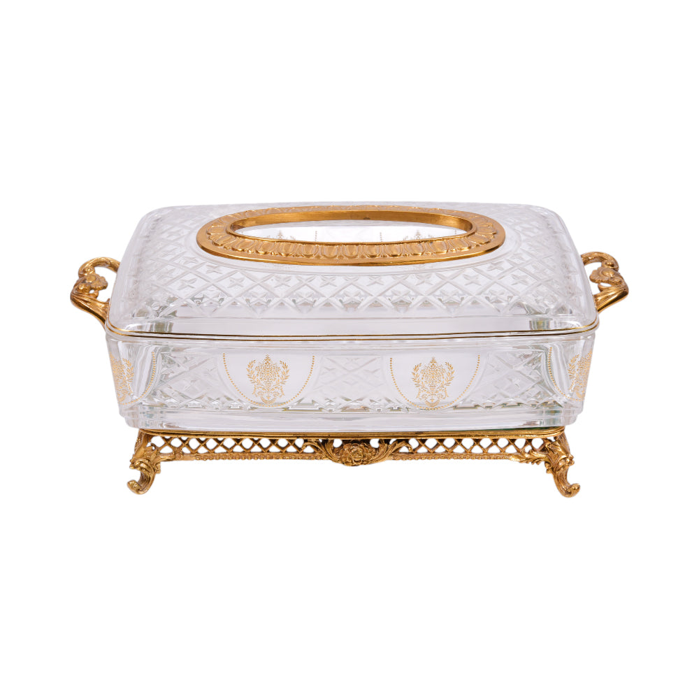 TISSUE BOX CRYSTAL BRASS IR H-C19-6018 JSC20-20