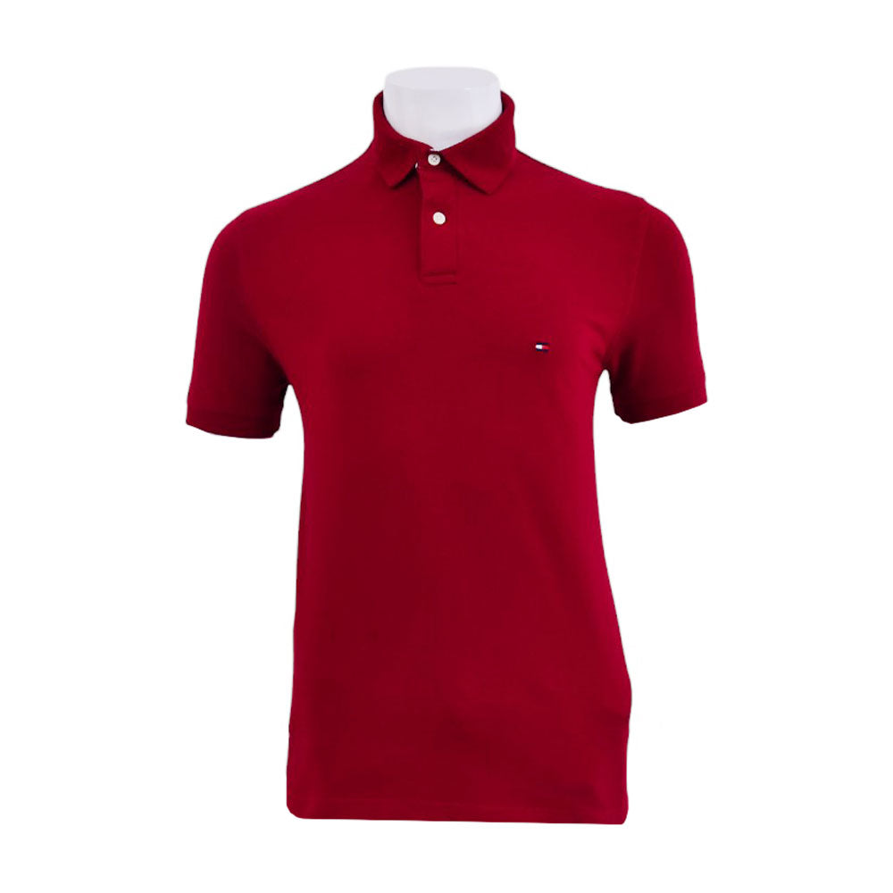 TH MEN S/S POLO SHIRT 78JA572-601 MRN L (IR)