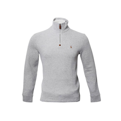 RL MEN L/S H-ZIPPER SWEATER 073011 GRY S (IRW)