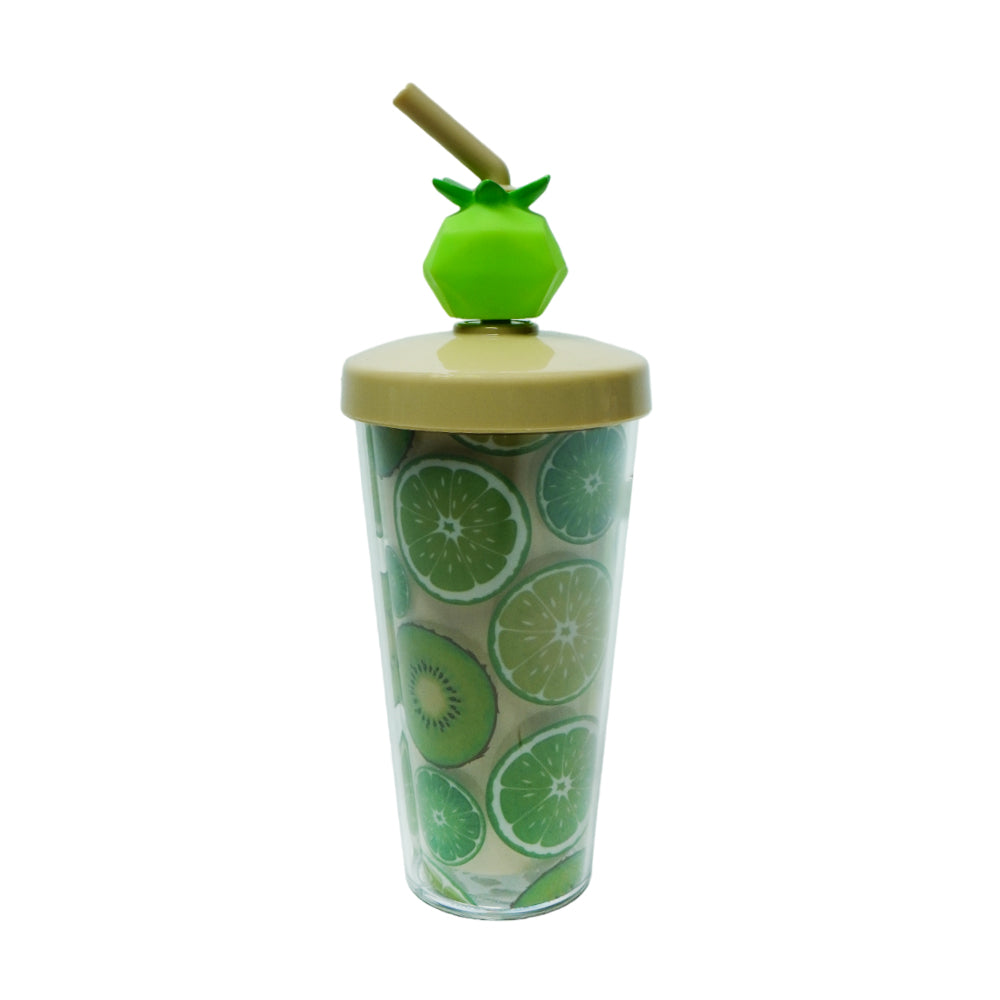 MUG WITH STRAW ACRYLIC 380 ML IR JL38031 GREEN