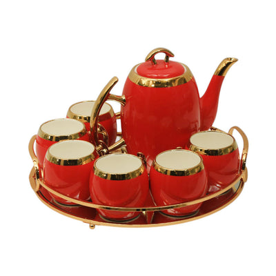 COFFEE SET 9PC CERAMIC YLG1231 RED IM