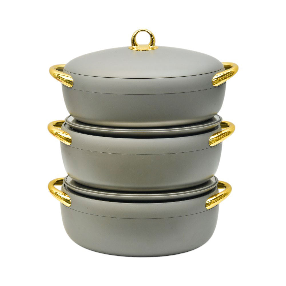HOT POT SET 3PC FOREVER GOLD EC915 GRAY
