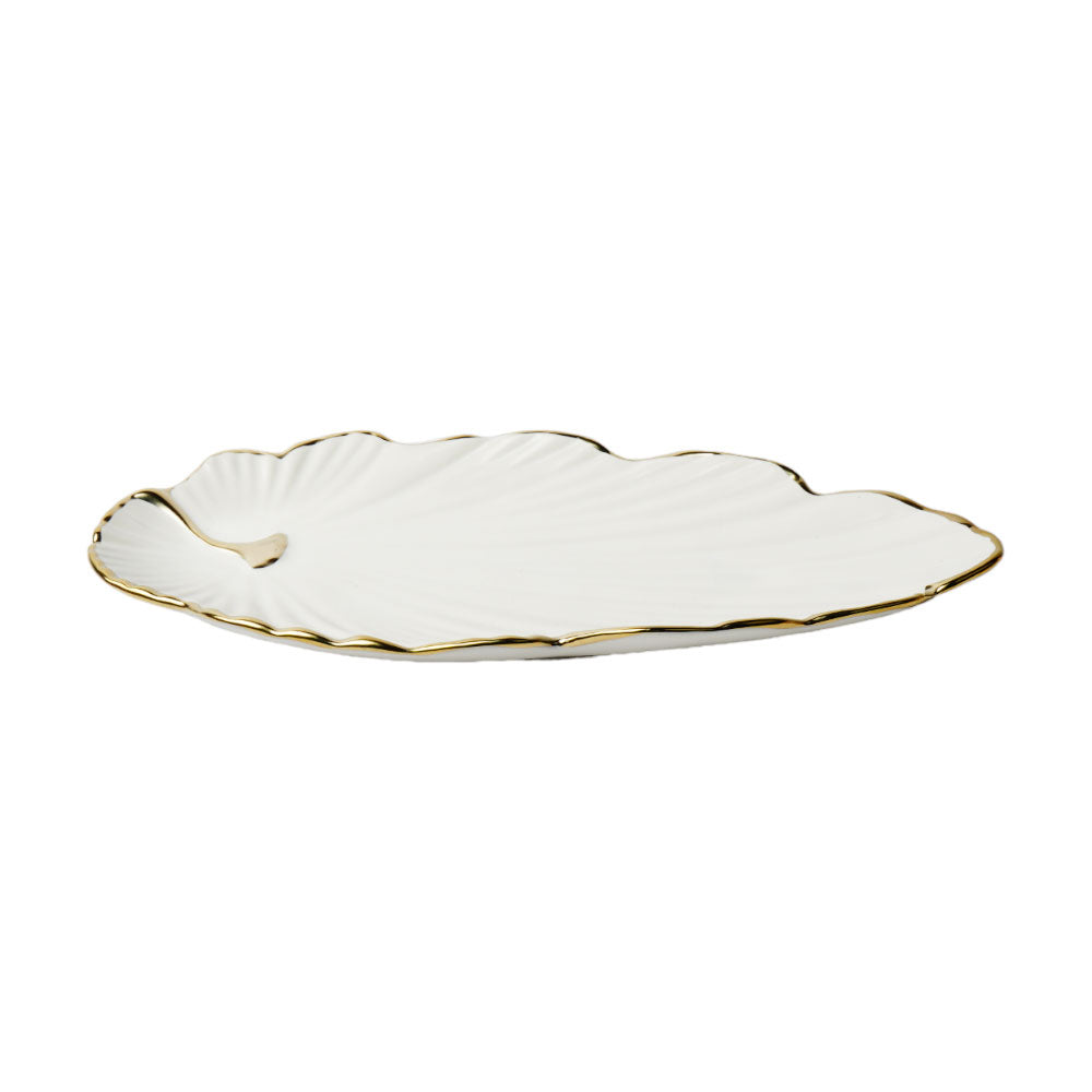 DISH PORCELAIN LEAF WHITE YLG0211V