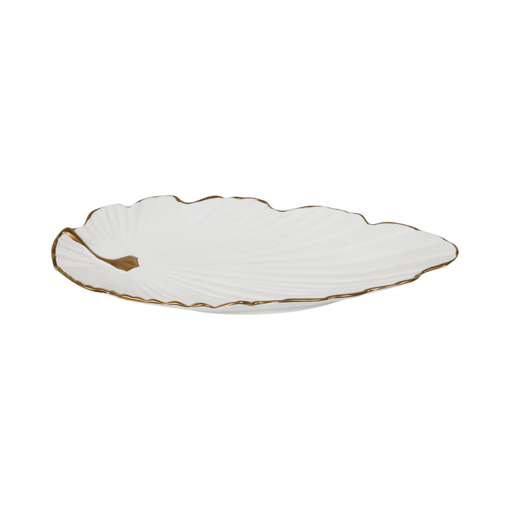 DISH PORCELAIN LEAF WHITE YLG0212V