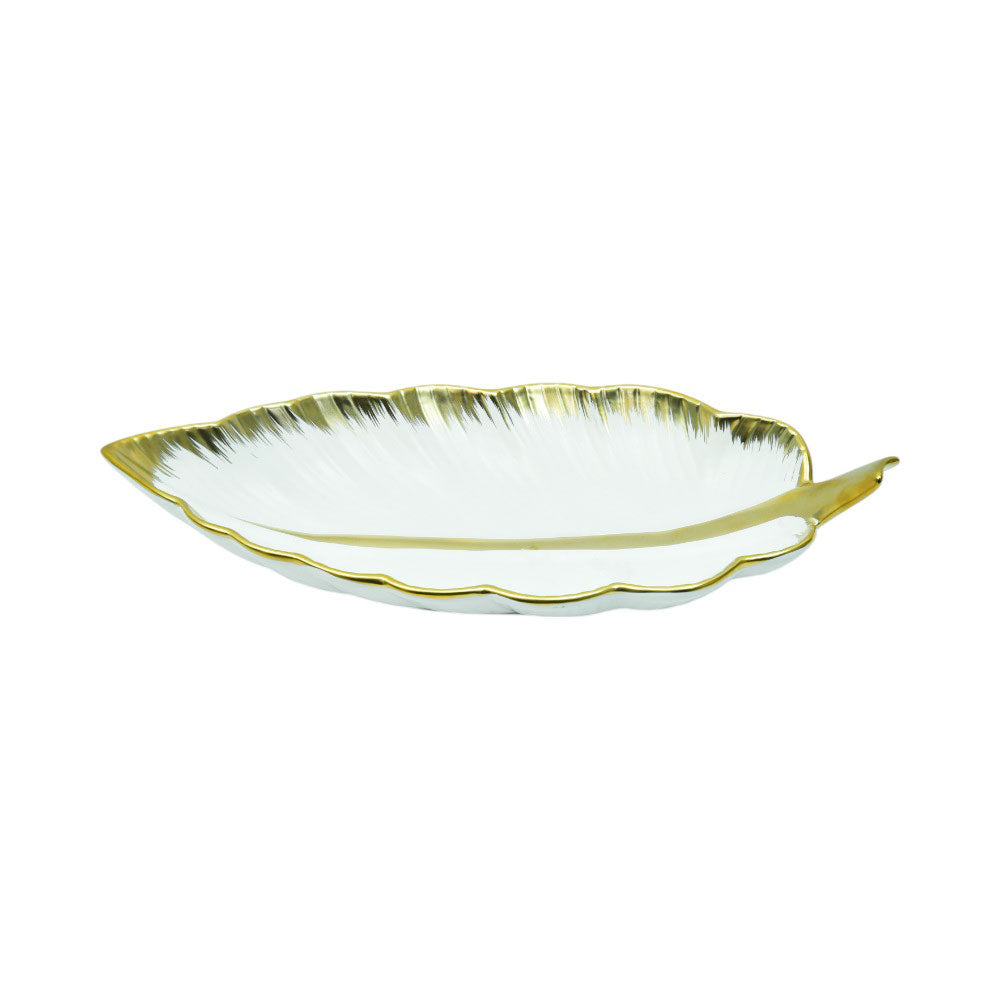 DISH PORCELAIN LEAF WHITE YLG0191V