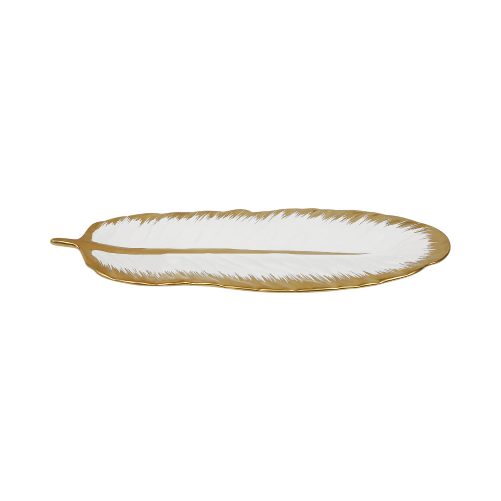 DISH PORCELAIN LEAF WHITE YLG0157-W