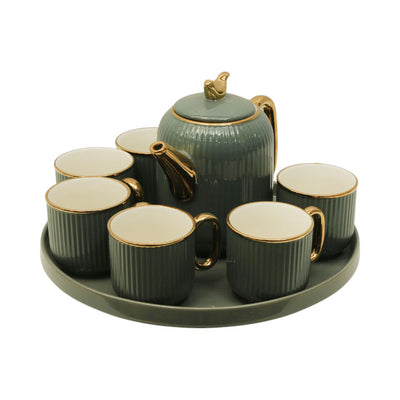 COFFEE SET 9PC CERAMIC REVOLVING 41-8 GREY