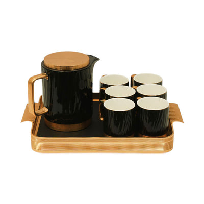 COFFEE SET 9PC CERAMIC METAL AM3667-S8 BLACK AAK