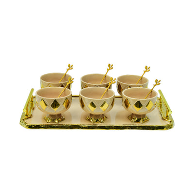 ICE CREAM CUP SET 13PC 845-3 BROWN