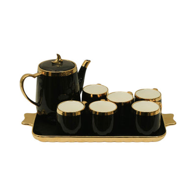 COFFEE SET 9PC CERAMIC ABC18 BLACK