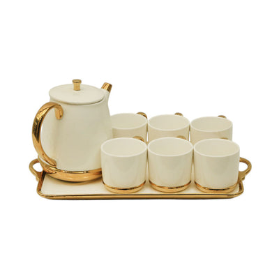 COFFEE SET 9PC CERAMIC ABC24 WHTIE