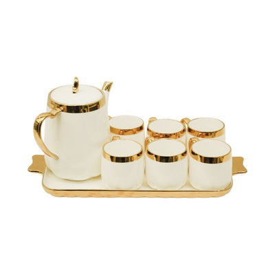 COFFEE SET 9PC CERAMIC ABC17 WHITE