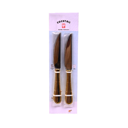 "COCKTAIL STEAK KNIFE 8 GOLD PLATED ART 212 6PCS"""