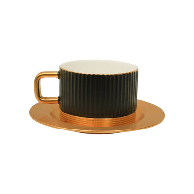 CUP & SAUCER SET 6PC PORCELAIN BLACK 5-8 MKT