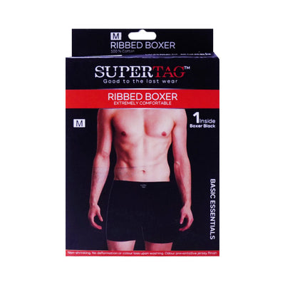 SUPER TAG BOXER RIBBED WAISTBAND BLACK MED 1P-24