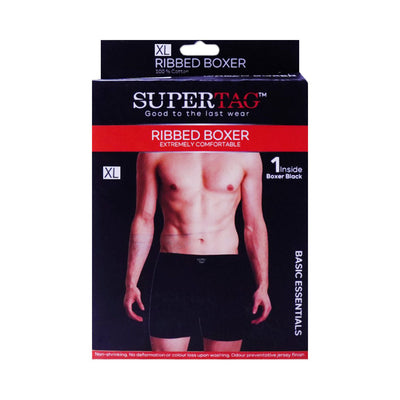 SUPER TAG BOXER RIBBED WAISTBAND BLACK XL 1P-24