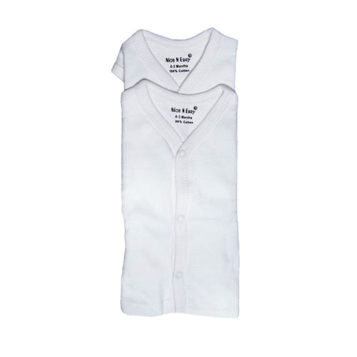 FRONT OPEN S/L VEST 2PC PACK NICE & EASY MZS-24 0-3M HC007