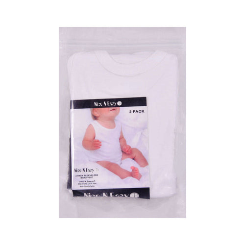 BOYS S/L VEST 2PC PACK NICE & EASY MZS-24 6-9M 009