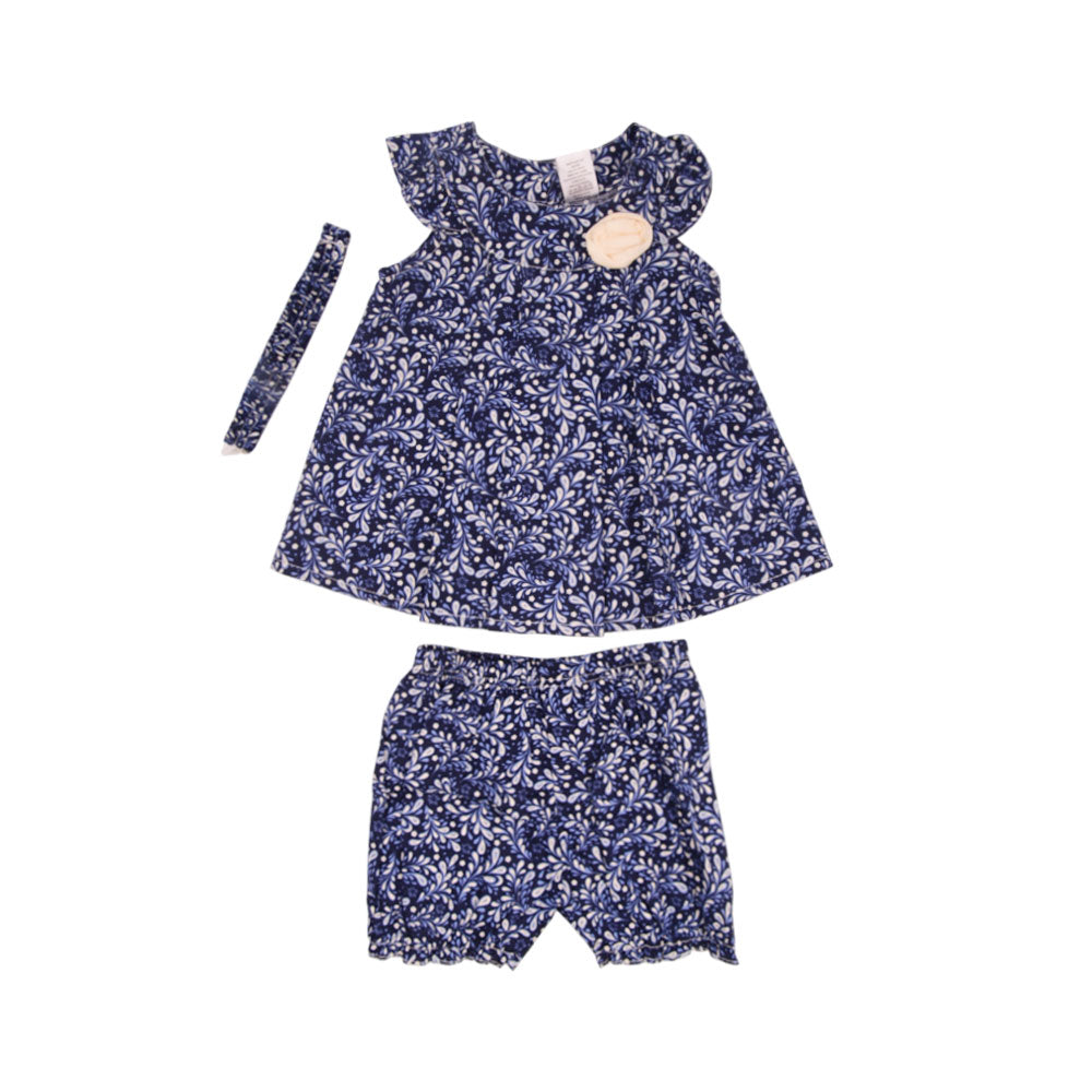 GIRLS CAP SLEEVE 3PC FROCK SET MZS-24 9-12M THAI
