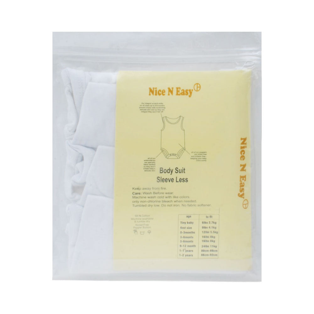 S/L BODY SUIT 3 PC PACK WHITE NICE & EASY MZS-24 3-6M