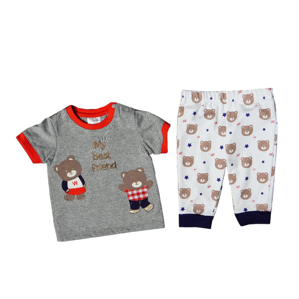 BOYS S/S 2 PCS PACK PAJAMA SUIT 3-6 M MZS-24 2175