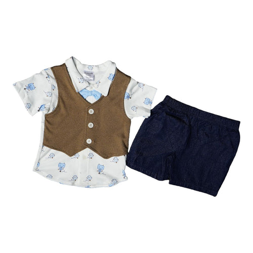 BOYS S/S 3 PCS PACK KNICKER SUIT 12-18 M MZS-24 2395