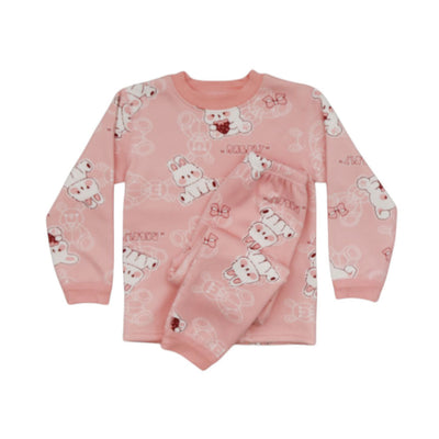 GIRLS L/S 2PC FLEECE SLEEPING SUIT 3-4Y MZW-24 004