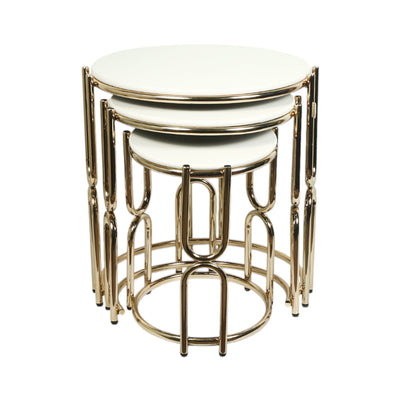 TABLE ROUND U WHITE 3 PCS SET