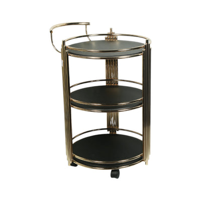 TEA TROLLEY THREE SHELF DELUXE BLACK