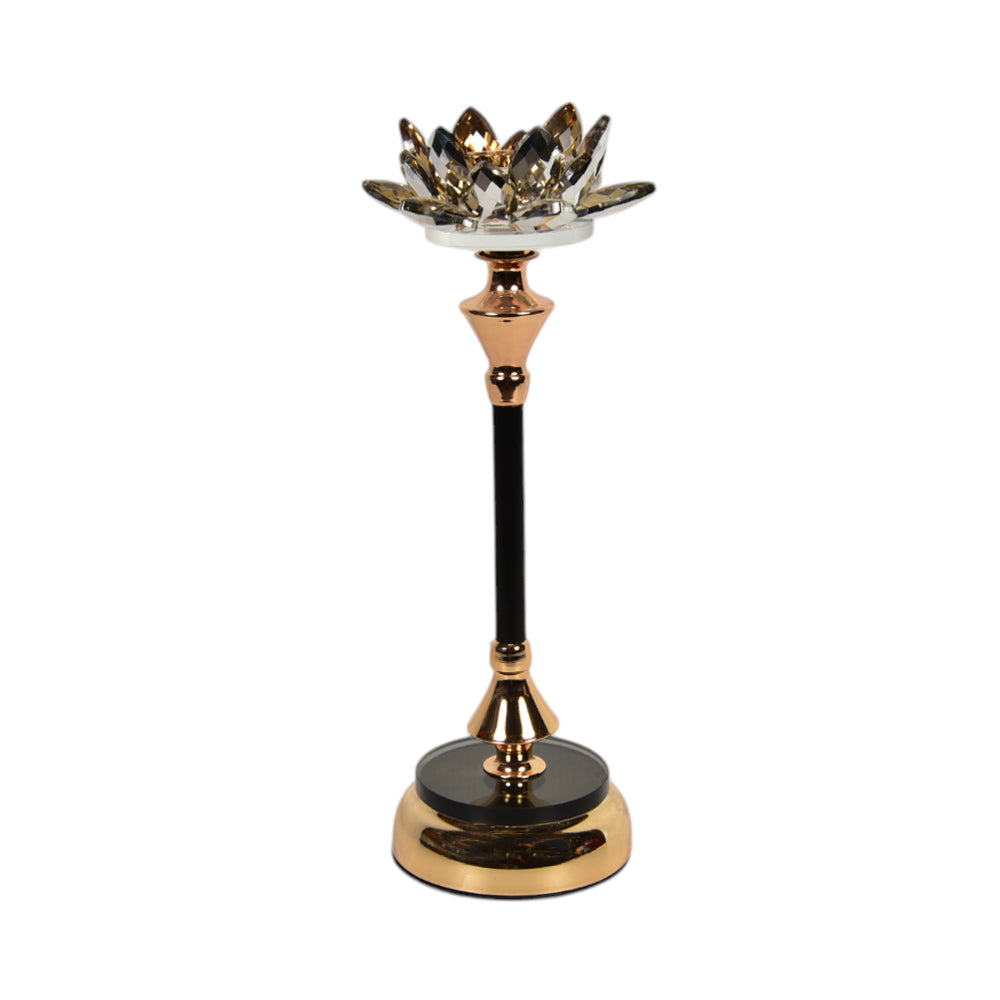 CANDLE STAND CRYSTAL FLOWER H3031