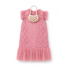 GIRLS S/L FANCY FROCK W-PURSE T-PNK IR-25 6-7YEAR VA1336