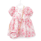 GIRLS CAP SLV FANCY FROCK W-PURSE L-PNK IR-25 VA542
