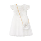 GIRLS CAP SLV FANCY FROCK W-PURSE WHT IR-25 TY805