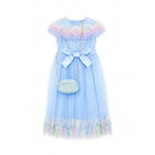 GIRLS S/L FANCY FROCK W-PURSE SKY BLU IR-25 VT095