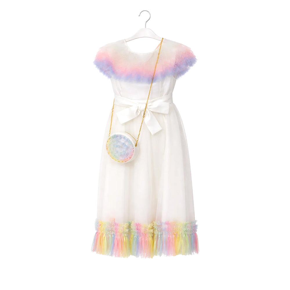 GIRLS S/L FANCY FROCK W-PURSE WHT IR-25 VT095