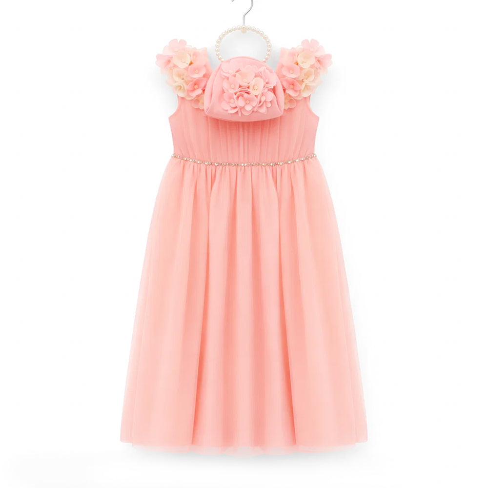 GIRLS S/L FANCY FROCK W-PURSE PNK IR-25 JM1223