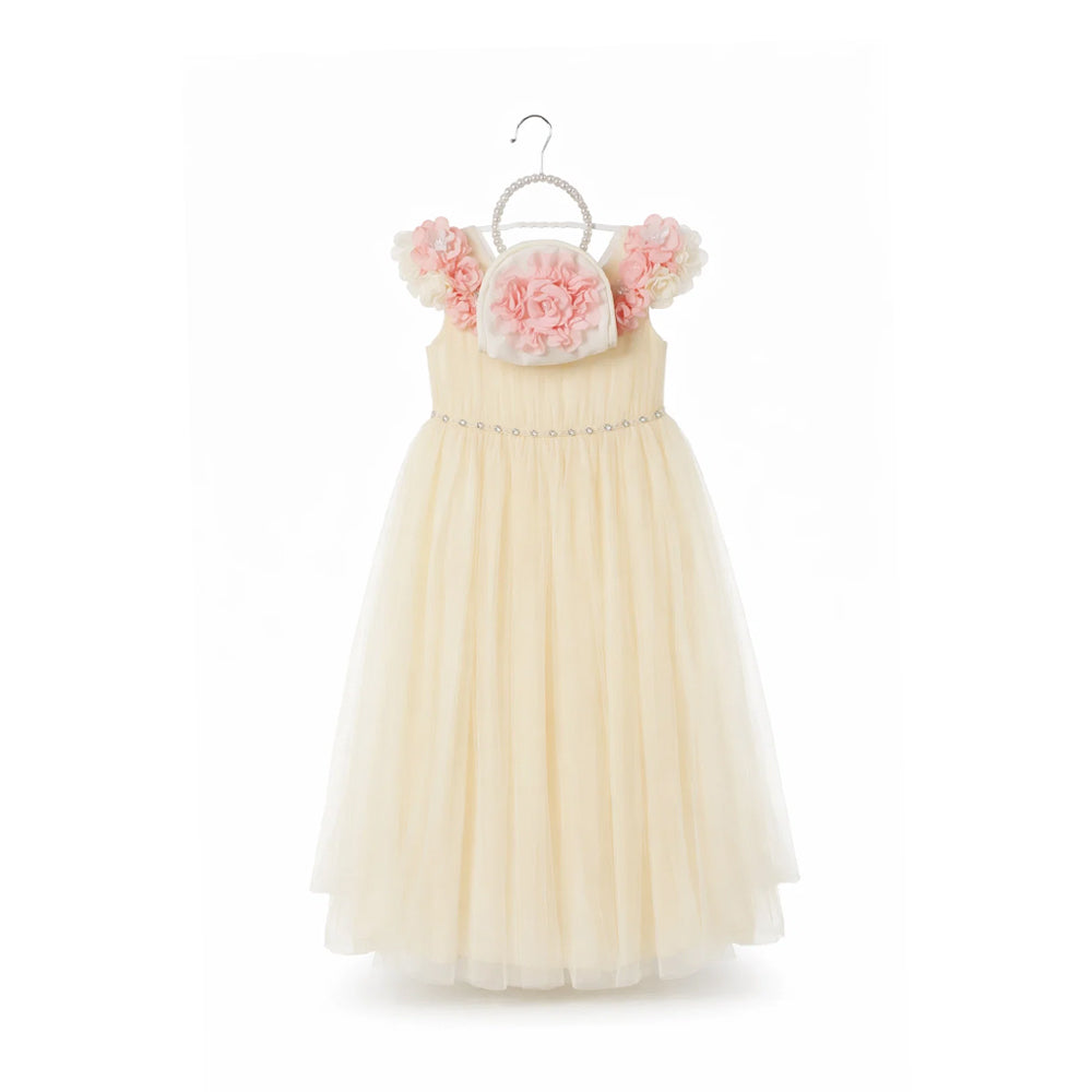GIRLS S/L FANCY FROCK W-PURSE OFF WHT IR-25 JM1223