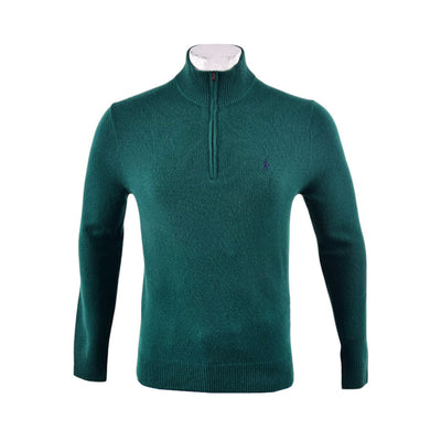 RL MEN L/S H-ZIPPER SWEATER 482010 GRN M (IRW)