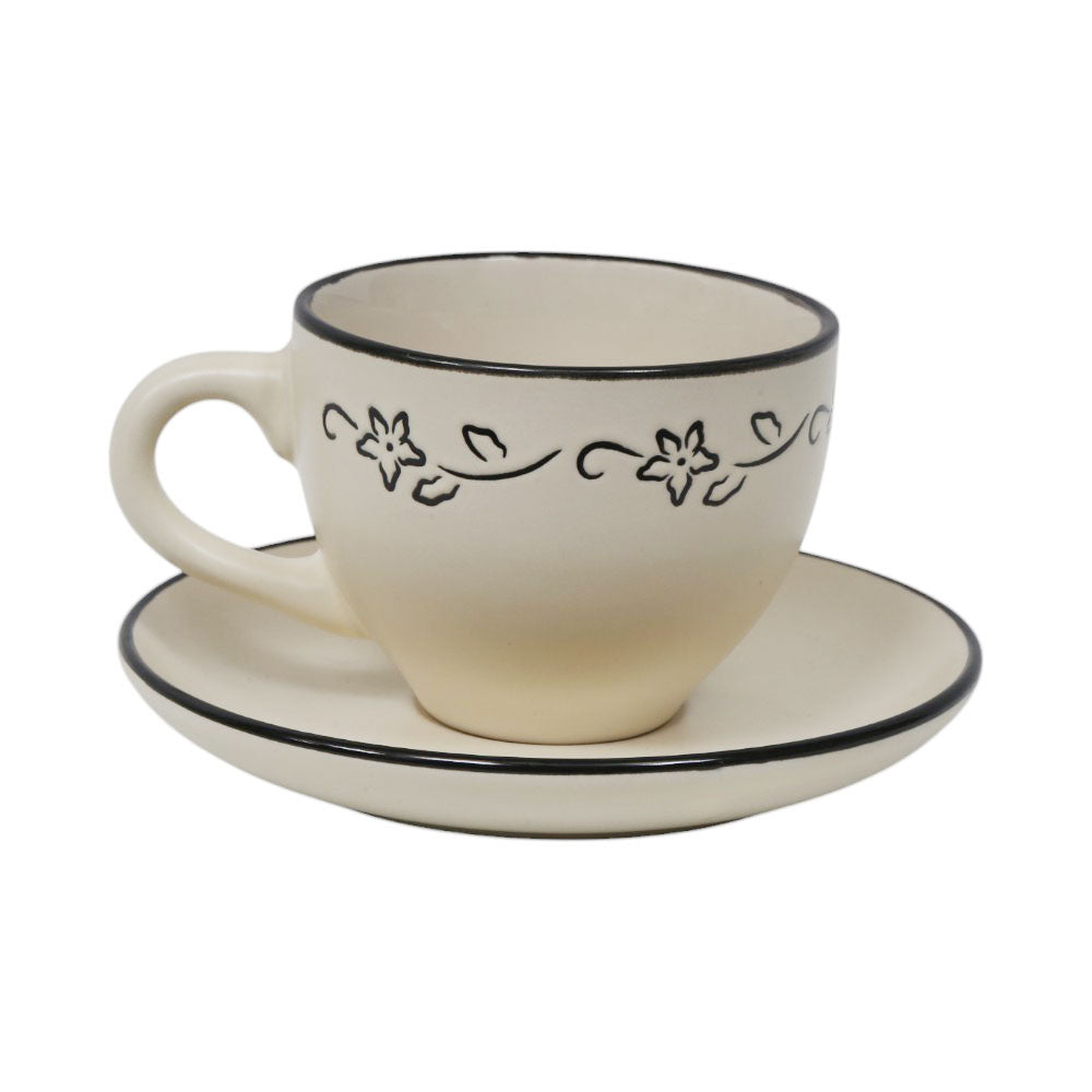 CUP & SAUCER STONEWARE WHITE MS (Pack of 6)