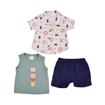BOYS S/S 3PC KNICKER SUIT MZW-25 0-3M 247-008 THAI