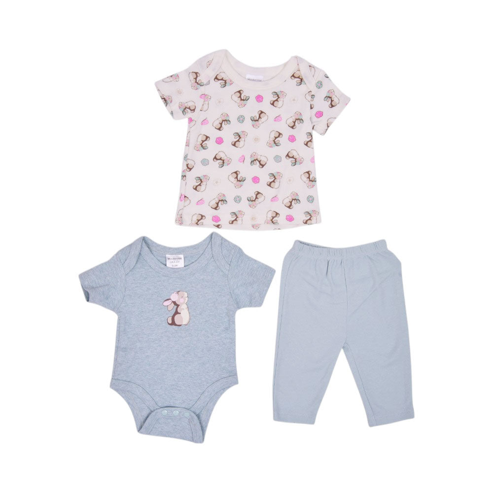 GIRLS S/S 3PC PAJAMA SUIT MZW-25 0-3M 247-087 THAI