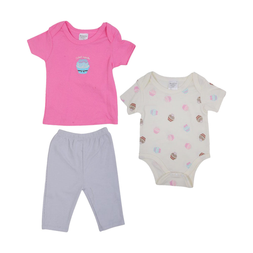 GIRLS S/S 3PC PAJAMA SUIT MZW-25 6-9M 247-105 THAI
